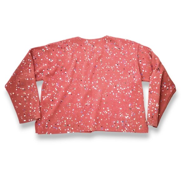 United Knit Wear vtg 90s made in USA 100% cotton paint splattered art cardigan M - Picture 4 of 7